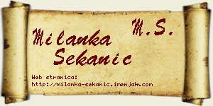 Milanka Sekanić vizit kartica